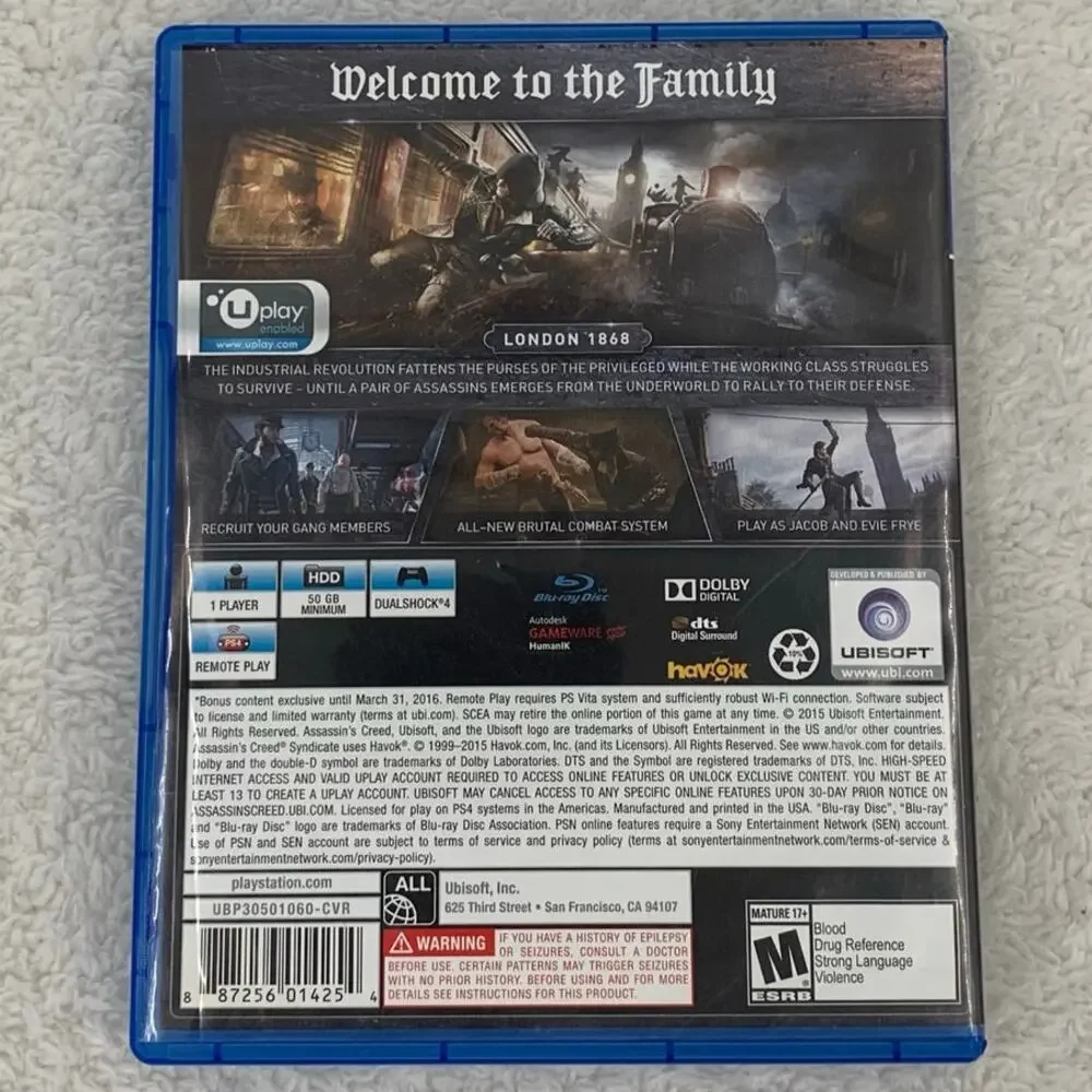 Assassins Creed Syndicate PS4 Game 2015 Sony PlayStation 4 Tested Action RPG